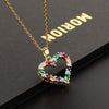 Europe And America Cross Border Love Pendant Necklace Micro-inlaid Color Zircon Clavicle Chain Geometric Girl Pendant Heart-shaped Necklace