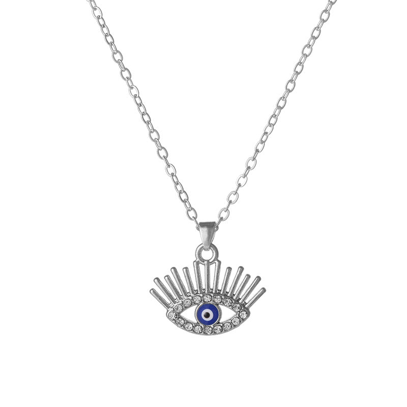 Vintage Style Devil's Eye Alloy Inlay Artificial Rhinestones Women's Pendant Necklace