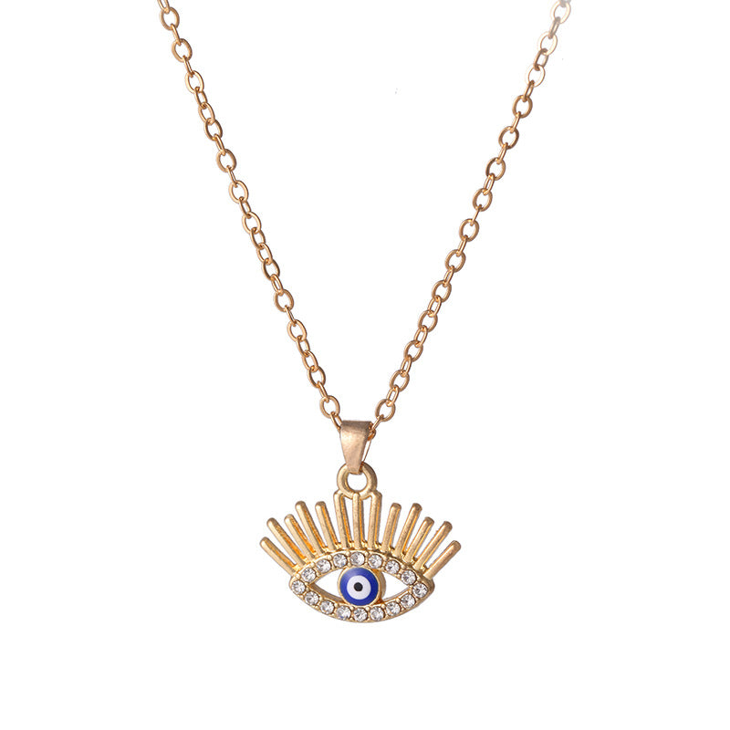 Vintage Style Devil's Eye Alloy Inlay Artificial Rhinestones Women's Pendant Necklace