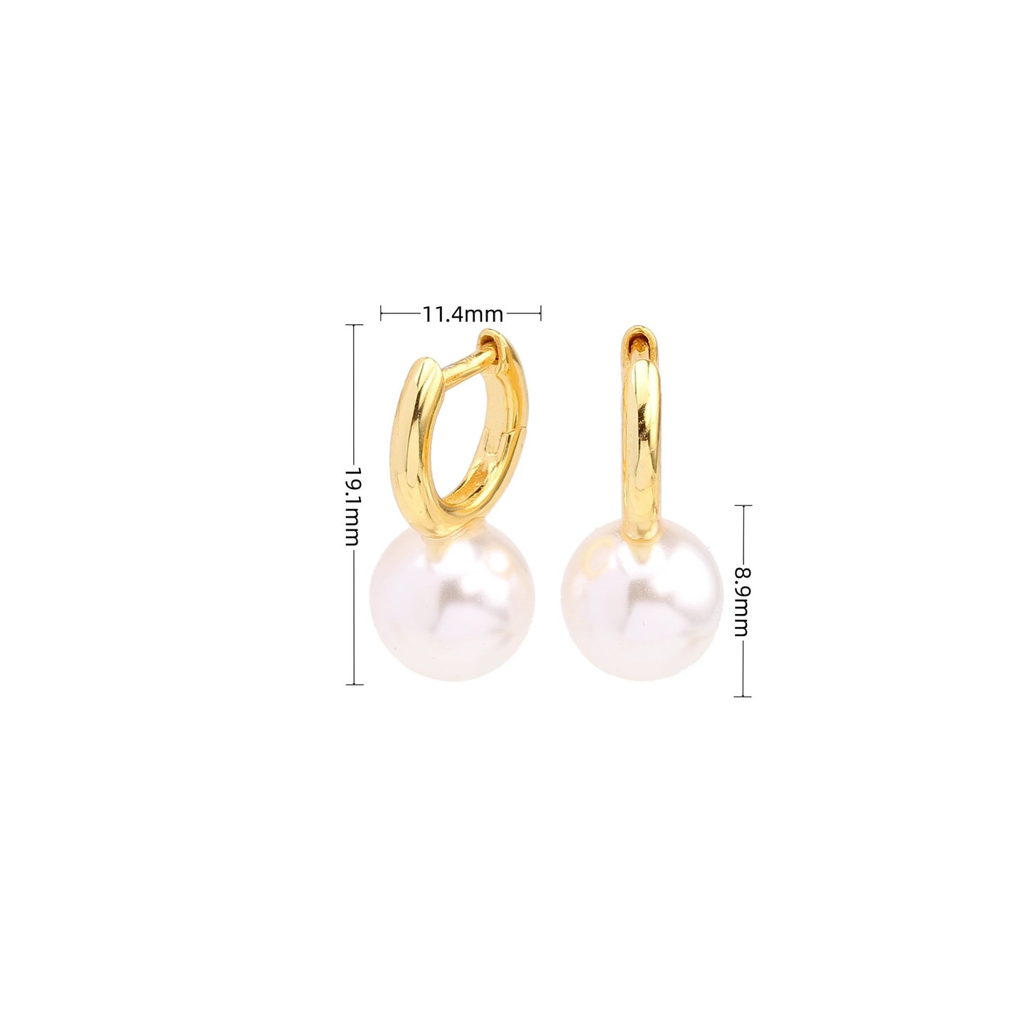 1 Pair Simple Style Round Plating Inlay Sterling Silver Pearl White Gold Plated Gold Plated Earrings