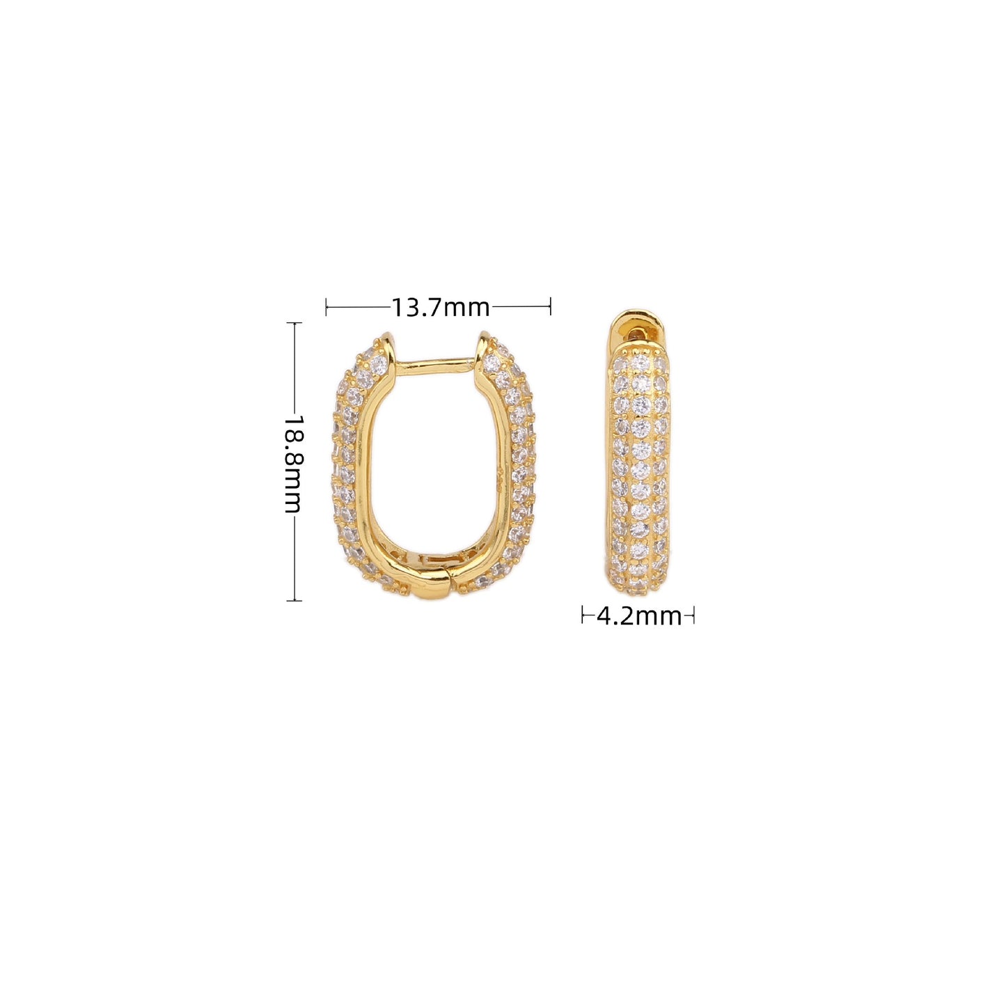 1 Pair Simple Style U Shape Plating Inlay Sterling Silver Zircon White Gold Plated Gold Plated Earrings