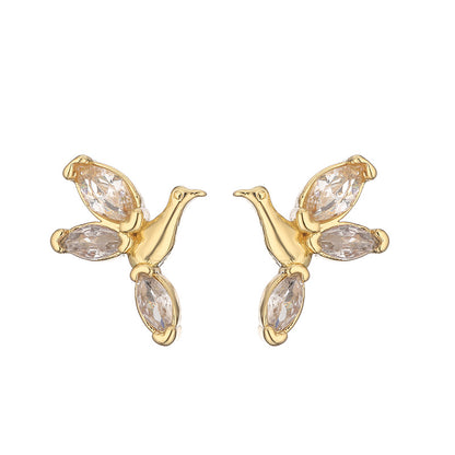 1 Pair Elegant Streetwear Water Droplets Snake Plating Inlay Copper Zircon Gold Plated Ear Studs