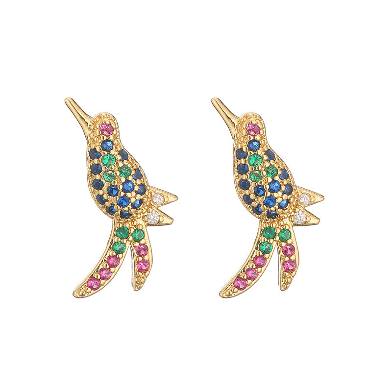 1 Pair Elegant Streetwear Water Droplets Snake Plating Inlay Copper Zircon Gold Plated Ear Studs