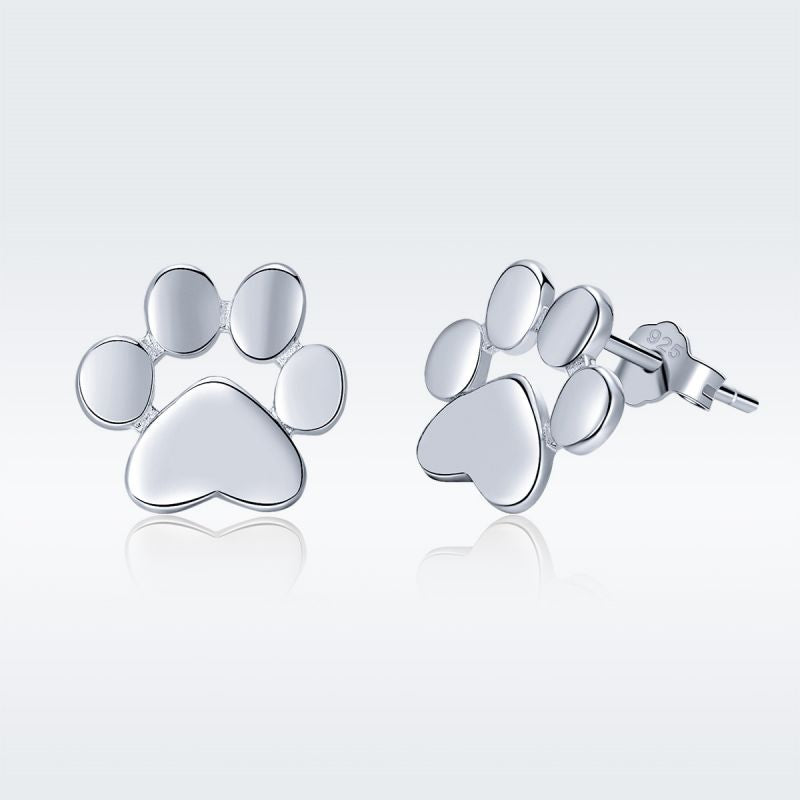 1 Pair Cute Footprint Sterling Silver Ear Studs