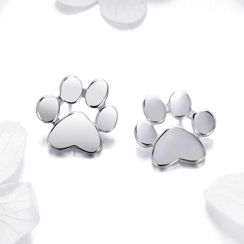 1 Pair Cute Footprint Sterling Silver Ear Studs