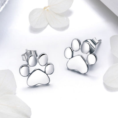 1 Pair Cute Footprint Sterling Silver Ear Studs