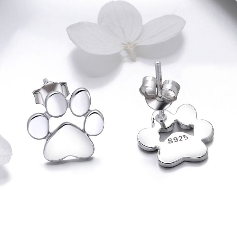 1 Pair Cute Footprint Sterling Silver Ear Studs