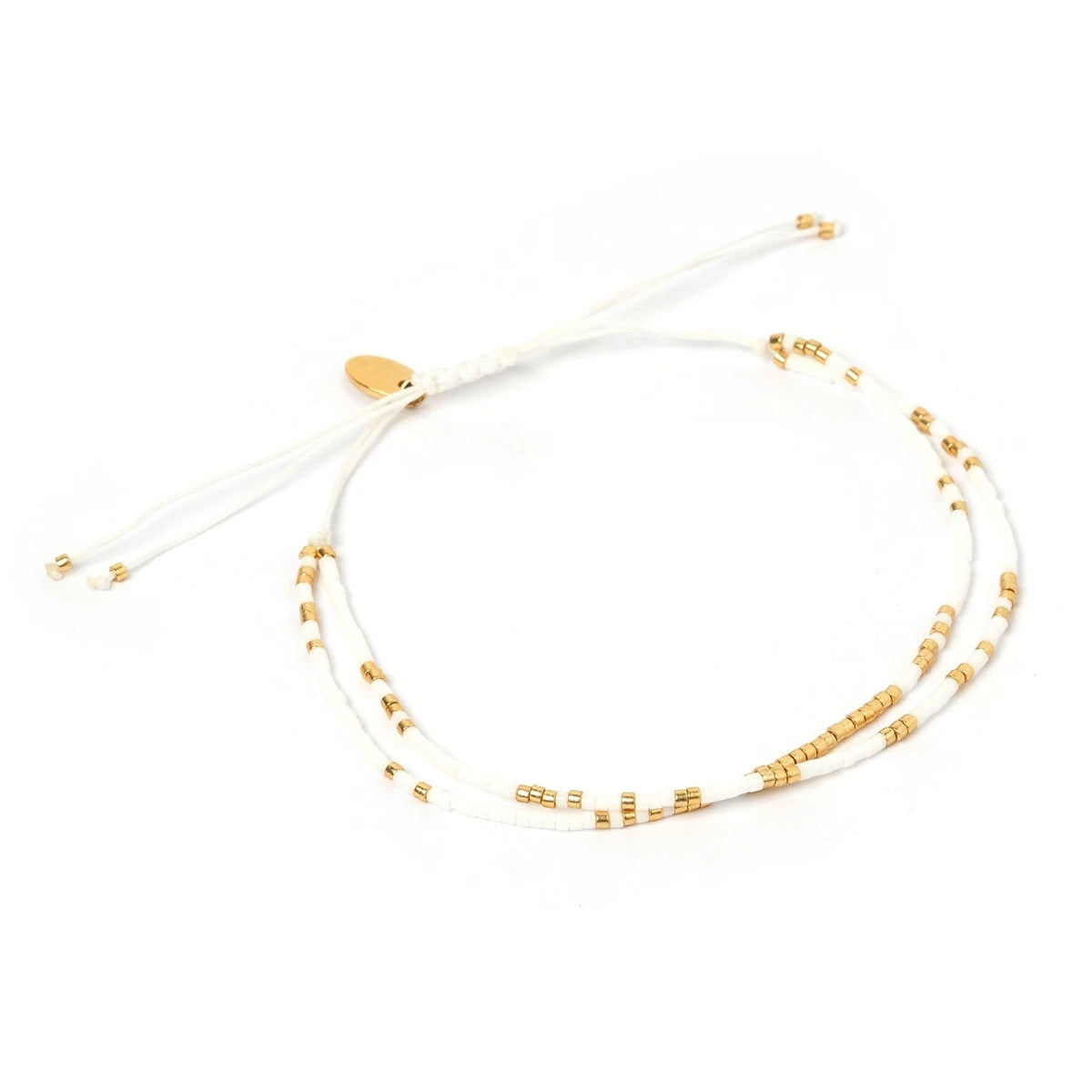 Simple Style Round Seed Bead Rope Copper Knitting Plating 18k Gold Plated Women's Drawstring Bracelets