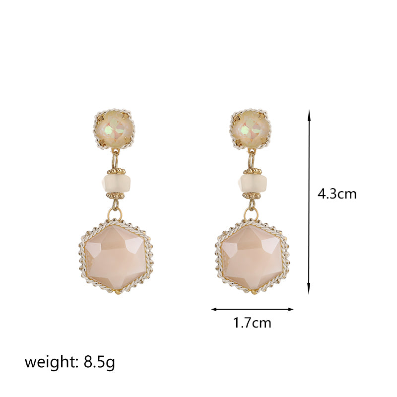 1 Pair Ig Style Hexagon Inlay Copper Artificial Gemstones Drop Earrings