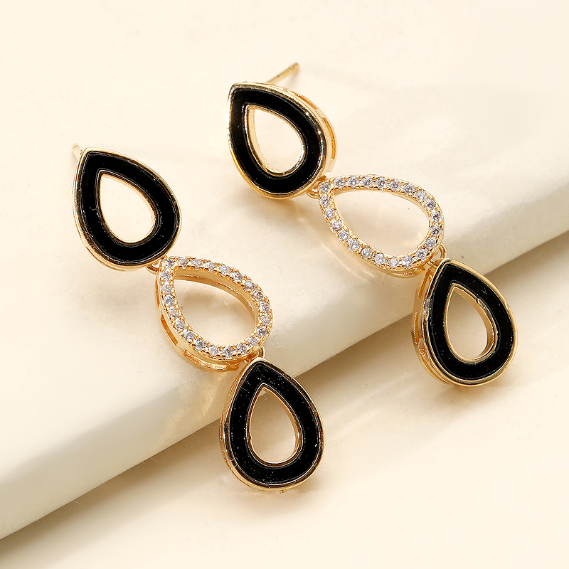 1 Pair Vintage Style Simple Style Oval Bow Knot Plating Inlay Copper Zircon 18k Gold Plated Drop Earrings