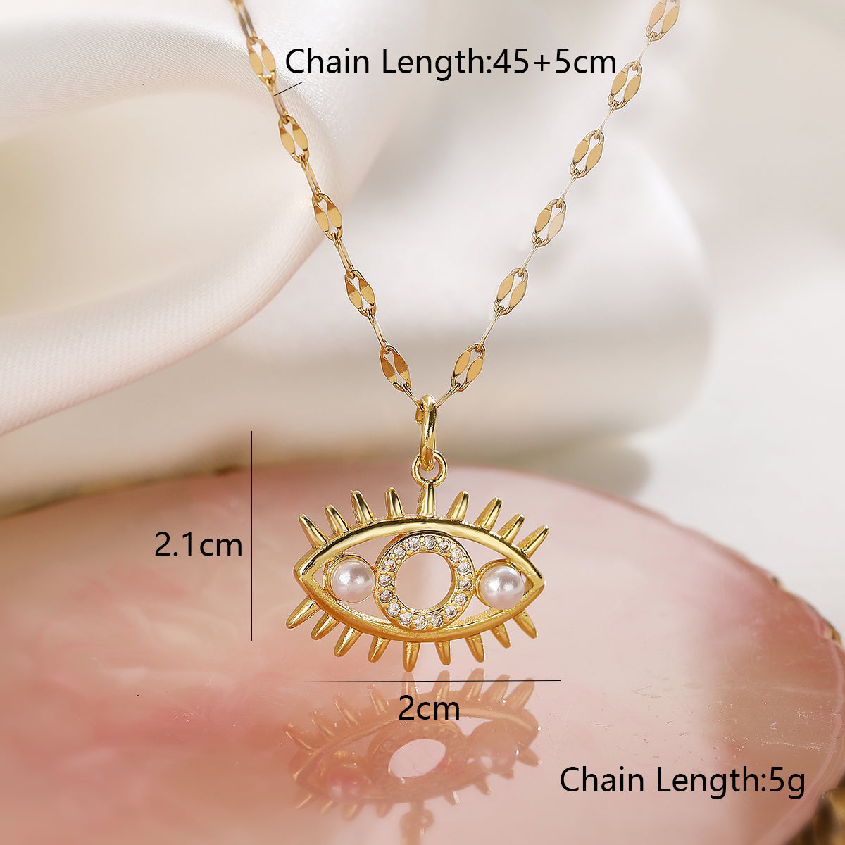 Simple Style Commute Devil's Eye Copper Plating Hollow Out Inlay Artificial Pearls Zircon 18k Gold Plated Pendant Necklace