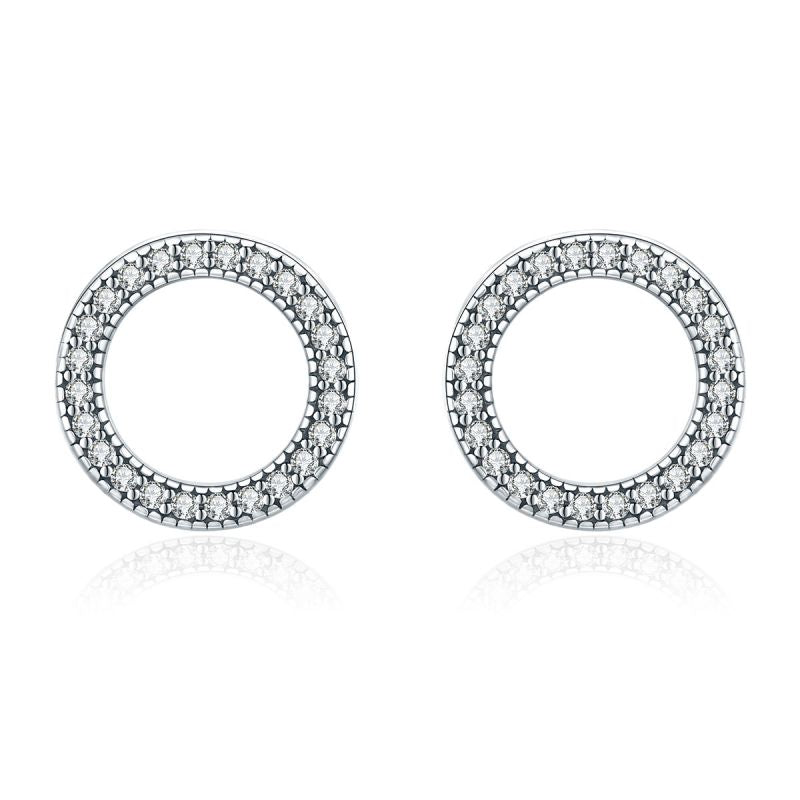 1 Pair Simple Style Round Inlay Sterling Silver Zircon Ear Studs