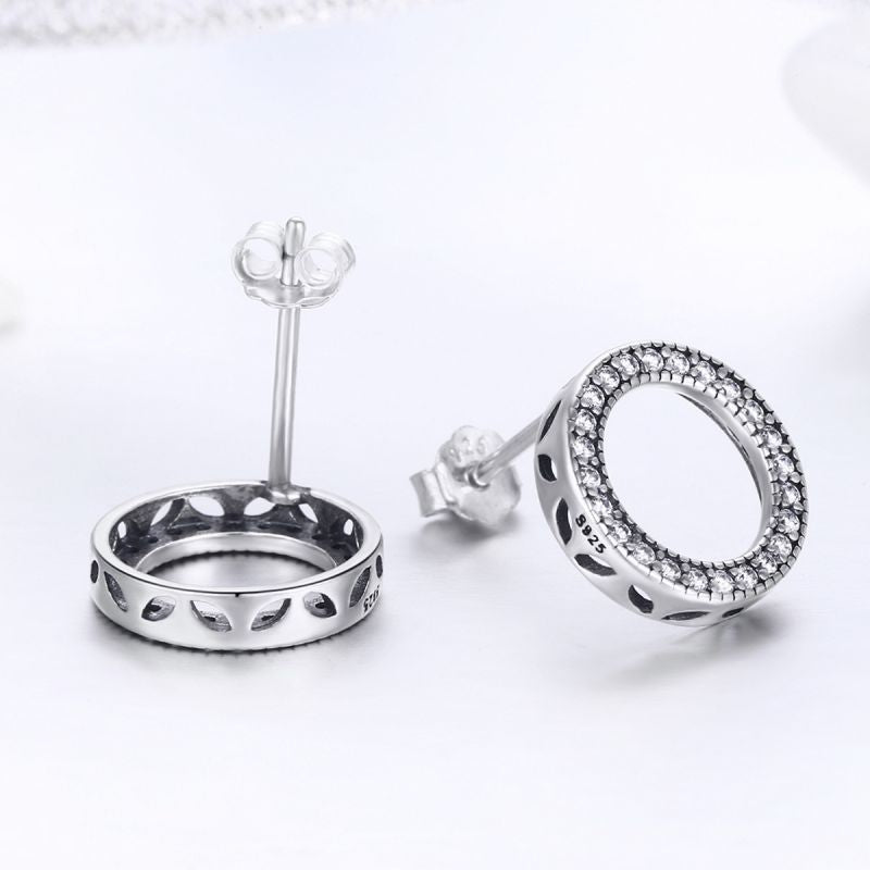 1 Pair Simple Style Round Inlay Sterling Silver Zircon Ear Studs