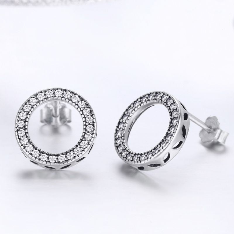 1 Pair Simple Style Round Inlay Sterling Silver Zircon Ear Studs