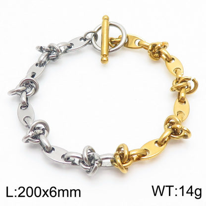 Casual Simple Style Solid Color Stainless Steel Asymmetrical Buckle Bracelets