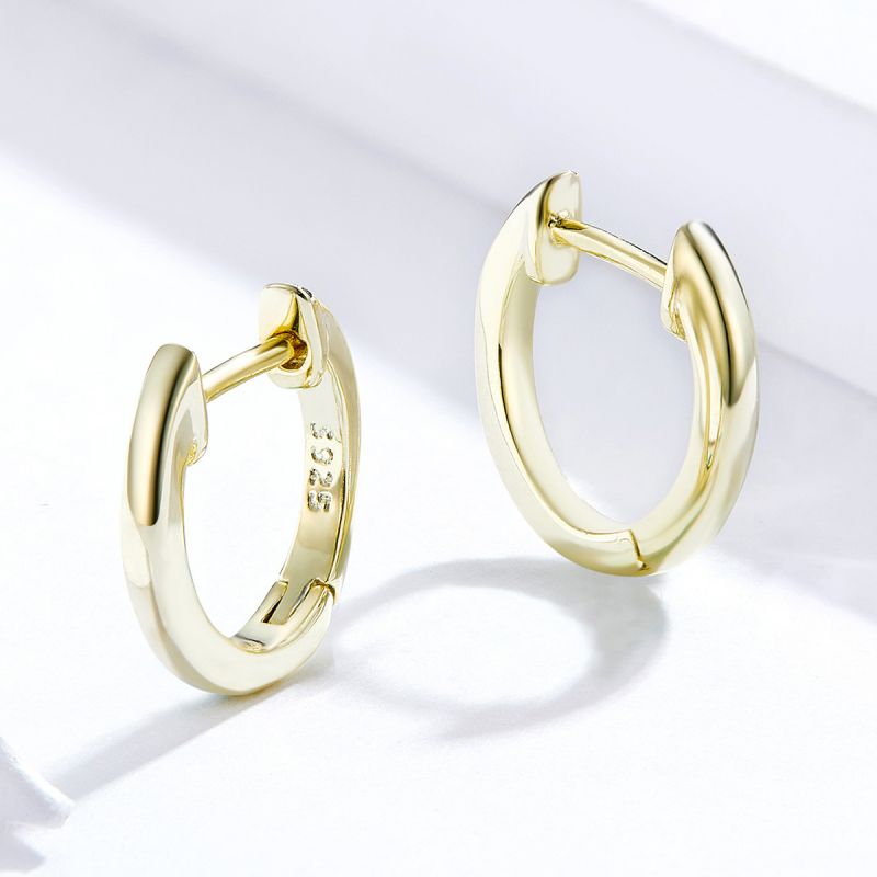 1 Pair Simple Style Solid Color Plating Sterling Silver Silver Plated Hoop Earrings