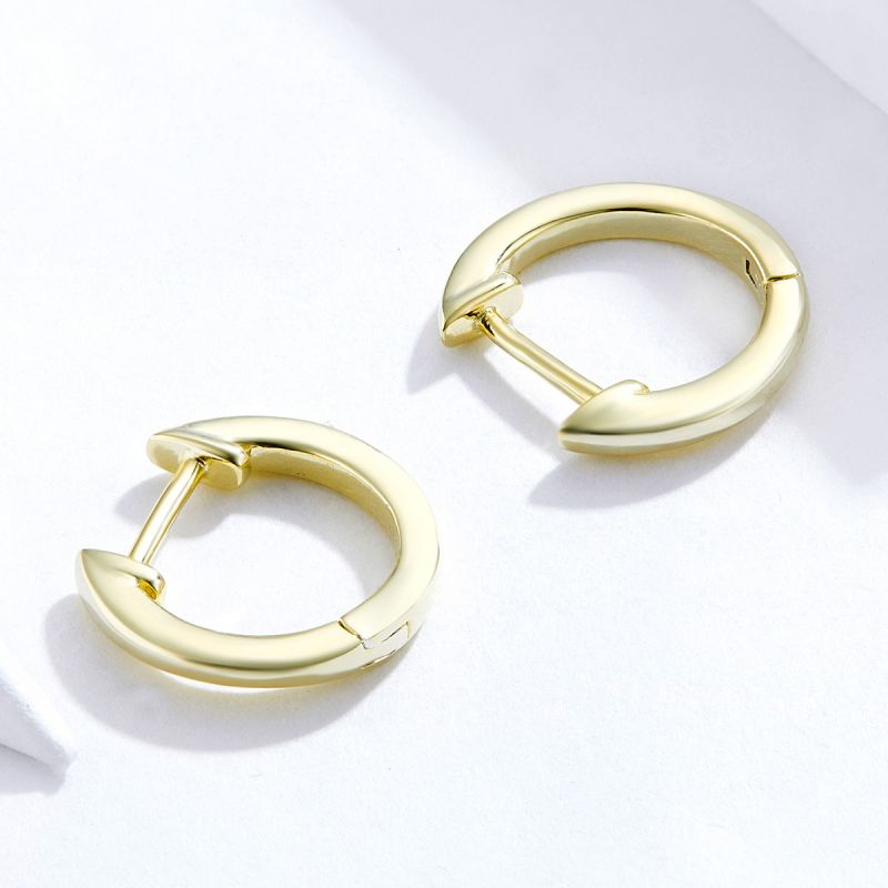 1 Pair Simple Style Solid Color Plating Sterling Silver Silver Plated Hoop Earrings