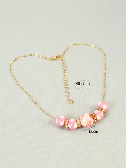 Sweet Pearl Zinc Alloy Beaded Rhinestones Women's Necklace