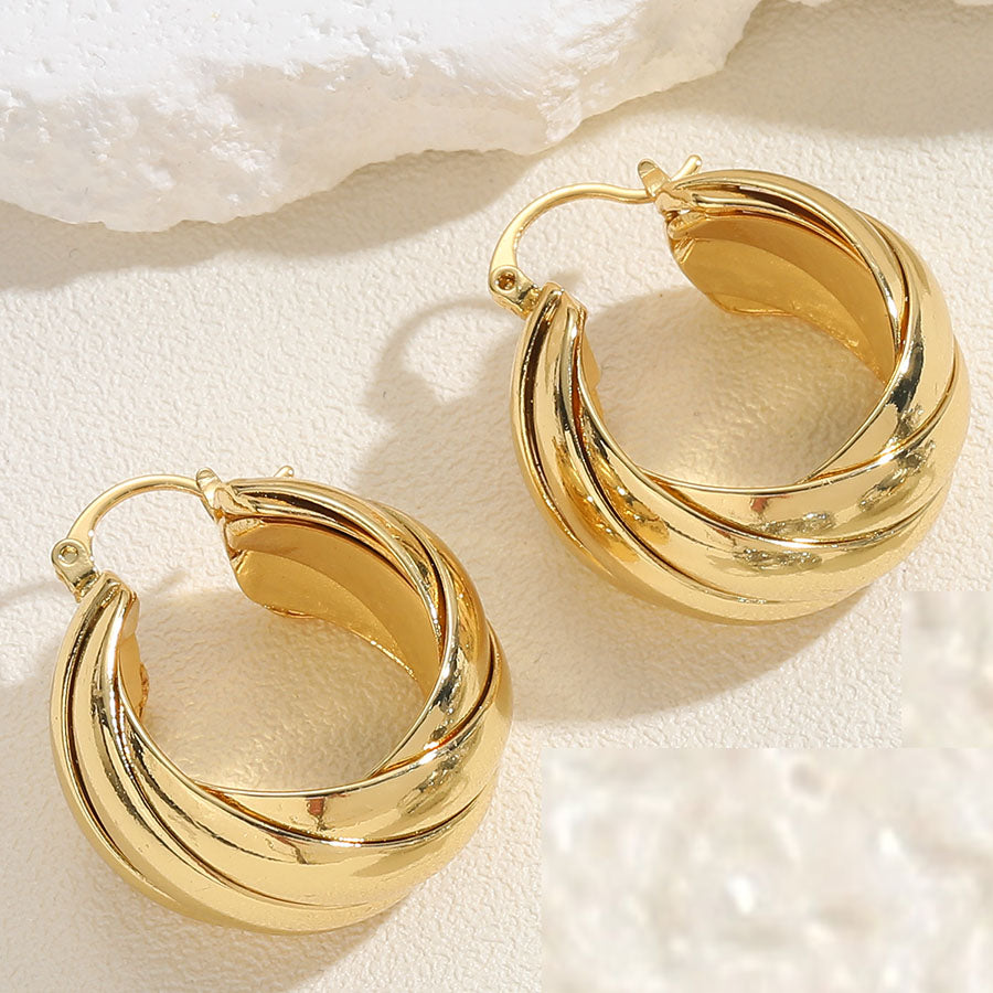 1 Pair Exaggerated Simple Style Commute Twist Polishing Plating Copper 14k Gold Plated White Gold Plated Hoop Earrings