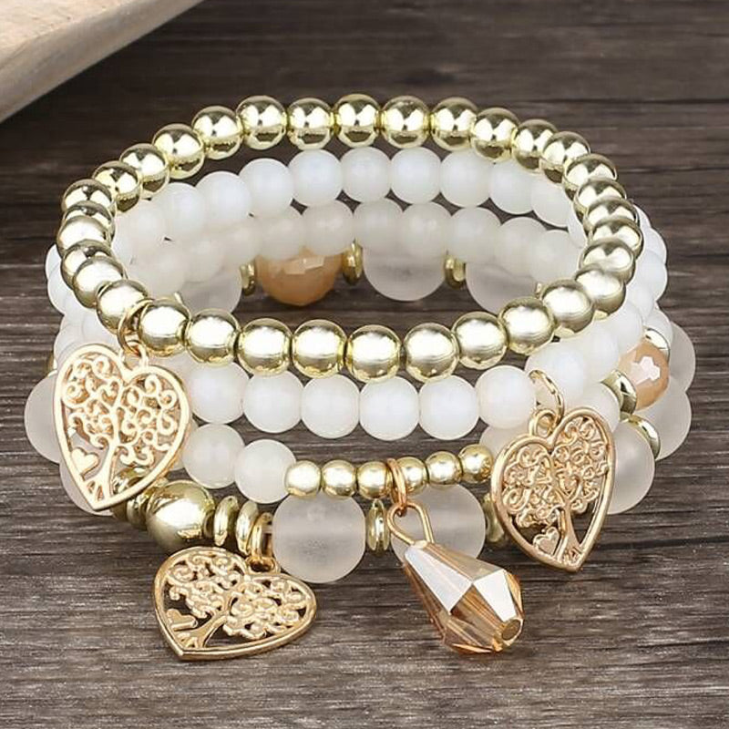 Ethnic Style Tree Heart Shape Ccb Zinc Alloy Beaded Women's Bracelets