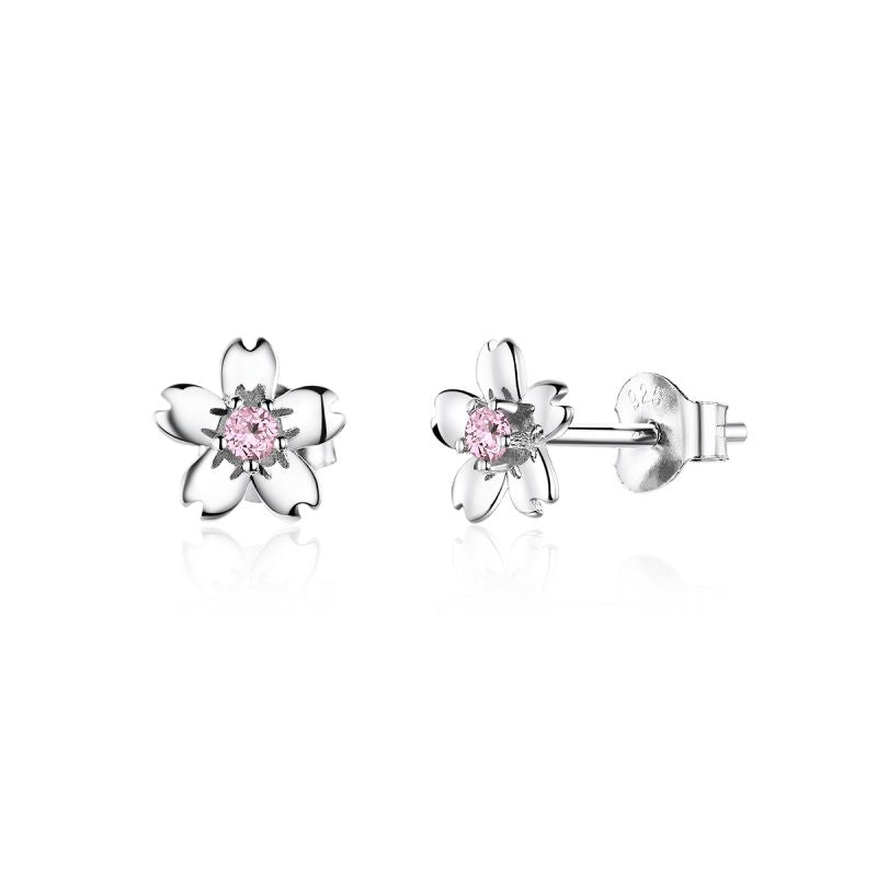 1 Pair Simple Style Dog Flower Inlay Sterling Silver Zircon Ear Studs