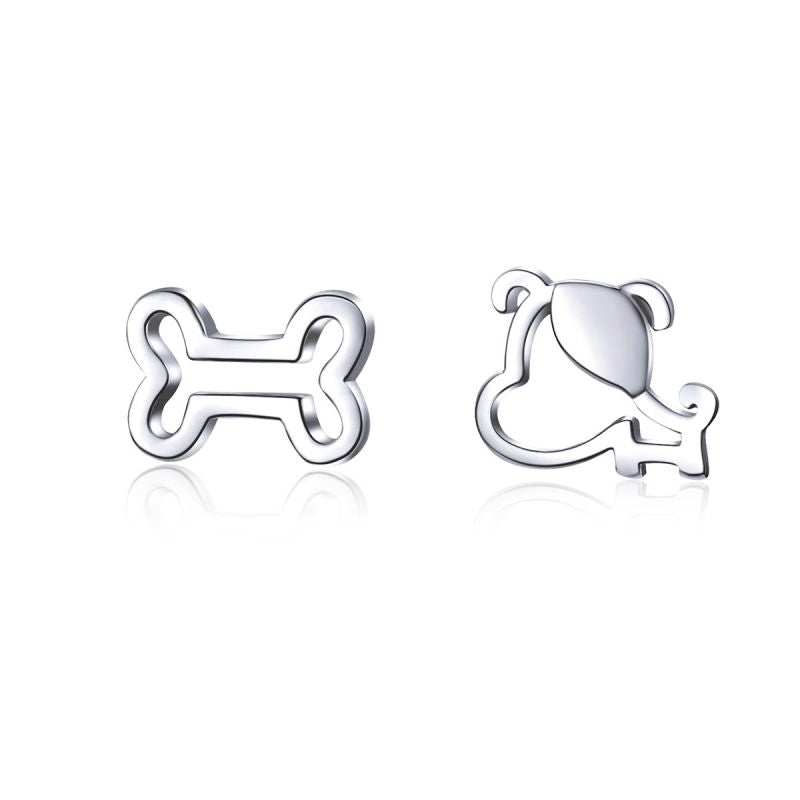 1 Pair Simple Style Dog Flower Inlay Sterling Silver Zircon Ear Studs