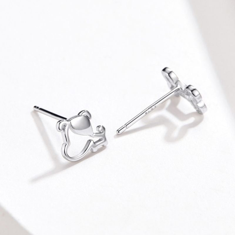 1 Pair Simple Style Dog Flower Inlay Sterling Silver Zircon Ear Studs