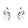 1 Pair Simple Style Dog Flower Inlay Sterling Silver Zircon Ear Studs