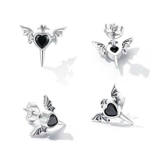 1 Piece Classic Style Wings Inlay Sterling Silver Zircon Ear Studs