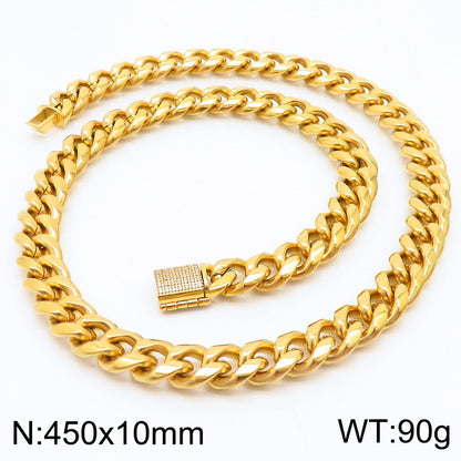 Hip-hop Lock Stainless Steel Plating Inlay Artificial Diamond 18k Gold Plated Men's Necklace