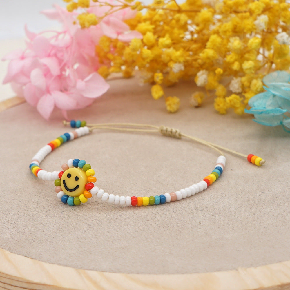 Simple Style Sun Glass/colored Glaze Beaded Knitting Unisex Bracelets