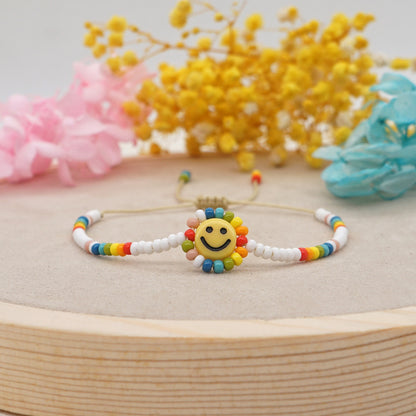 Simple Style Sun Glass/colored Glaze Beaded Knitting Unisex Bracelets