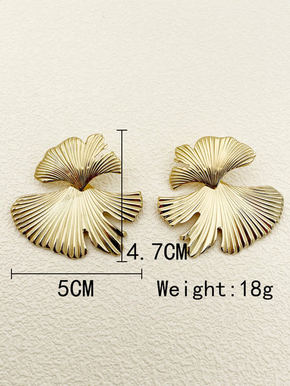 1 Pair Simple Style Artistic Commute Leaf Flower Polishing Plating Stainless Steel Gold Plated Ear Studs