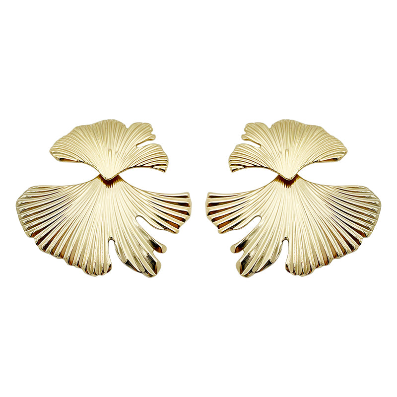 1 Pair Simple Style Artistic Commute Leaf Flower Polishing Plating Stainless Steel Gold Plated Ear Studs