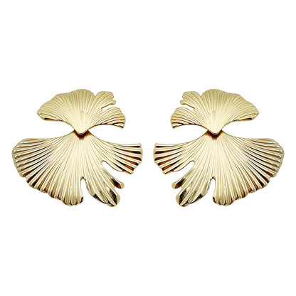 1 Pair Simple Style Artistic Commute Leaf Flower Polishing Plating Stainless Steel Gold Plated Ear Studs