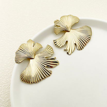 1 Pair Simple Style Artistic Commute Leaf Flower Polishing Plating Stainless Steel Gold Plated Ear Studs