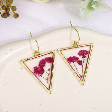 Wholesale Jewelry Elegant Sweet Triangle Flower Resin Epoxy Ear Hook