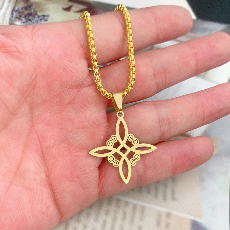 Foreign Trade New Irish Knot Cross Necklace European And American Popular Square Hollow Alloy Pendant Trend Necklace