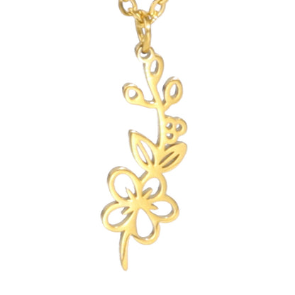 Simple 18k Real Gold Plating Non-fading Ten Birthday Month Flower 304 Material Diy Stainless Steel Pendant