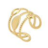 Best Seller In Europe And America 18k Gold Plating Non-fading Three-layer Hemp Lace Leaf Brand Open Stainless Steel Ring