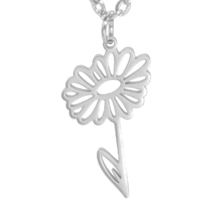 Simple 18k Real Gold Plating Non-fading Ten Birthday Month Flower 304 Material Diy Stainless Steel Pendant