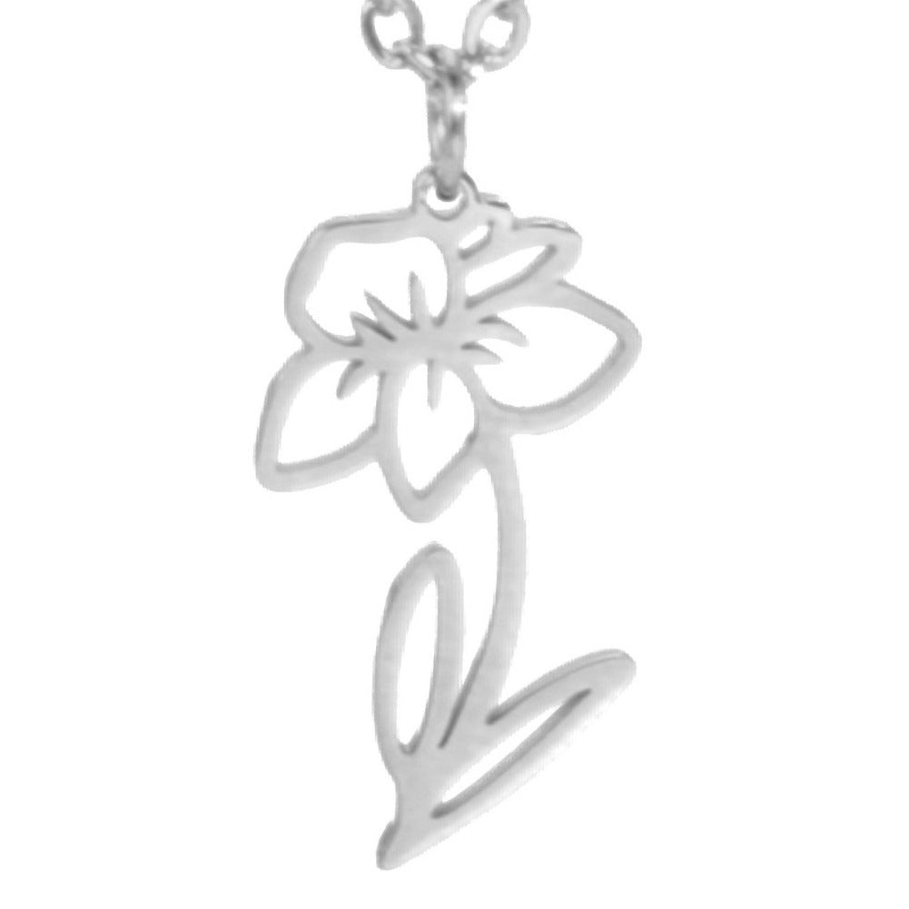 Simple 18k Real Gold Plating Non-fading Ten Birthday Month Flower 304 Material Diy Stainless Steel Pendant