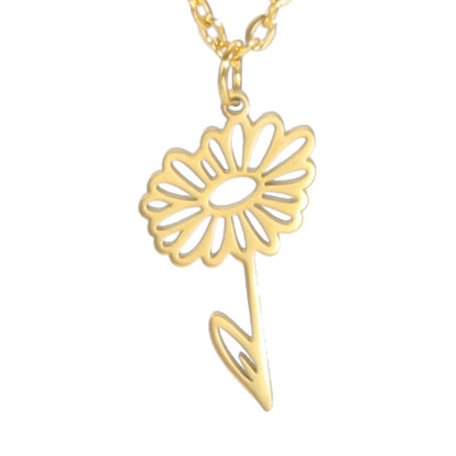 Simple 18k Real Gold Plating Non-fading Ten Birthday Month Flower 304 Material Diy Stainless Steel Pendant