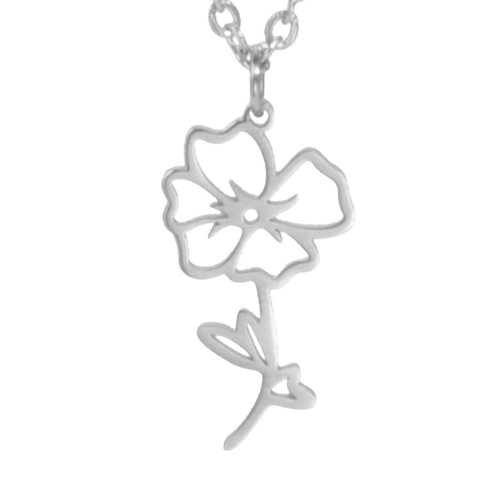 Simple 18k Real Gold Plating Non-fading Ten Birthday Month Flower 304 Material Diy Stainless Steel Pendant