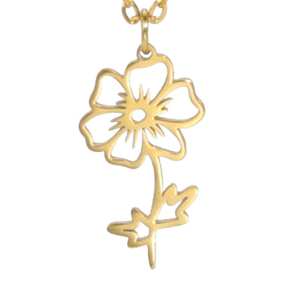 Simple 18k Real Gold Plating Non-fading Ten Birthday Month Flower 304 Material Diy Stainless Steel Pendant