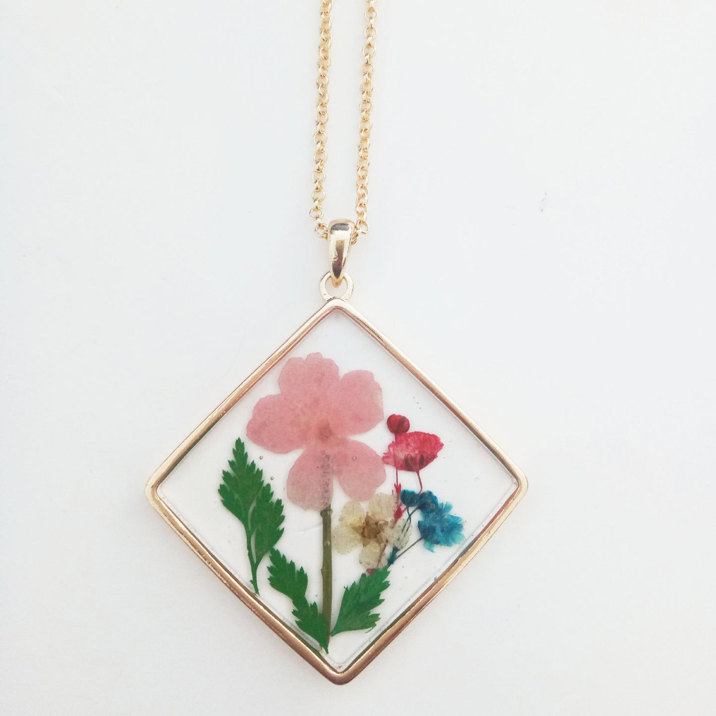 Vintage Style Cross Leaves Flower Alloy Epoxy Women's Necklace