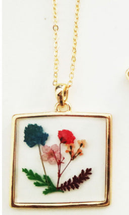 Vintage Style Cross Leaves Flower Alloy Epoxy Women's Necklace