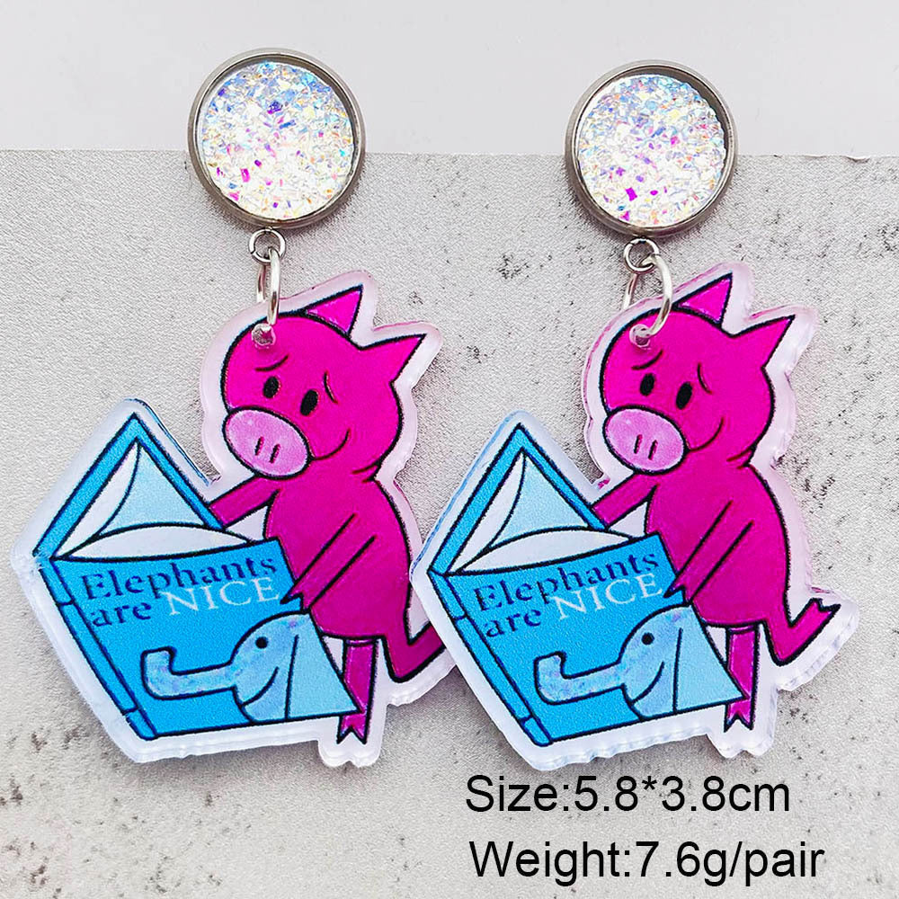 Wholesale Jewelry Cute Streetwear Geometric Animal Cartoon Arylic Drop Earrings