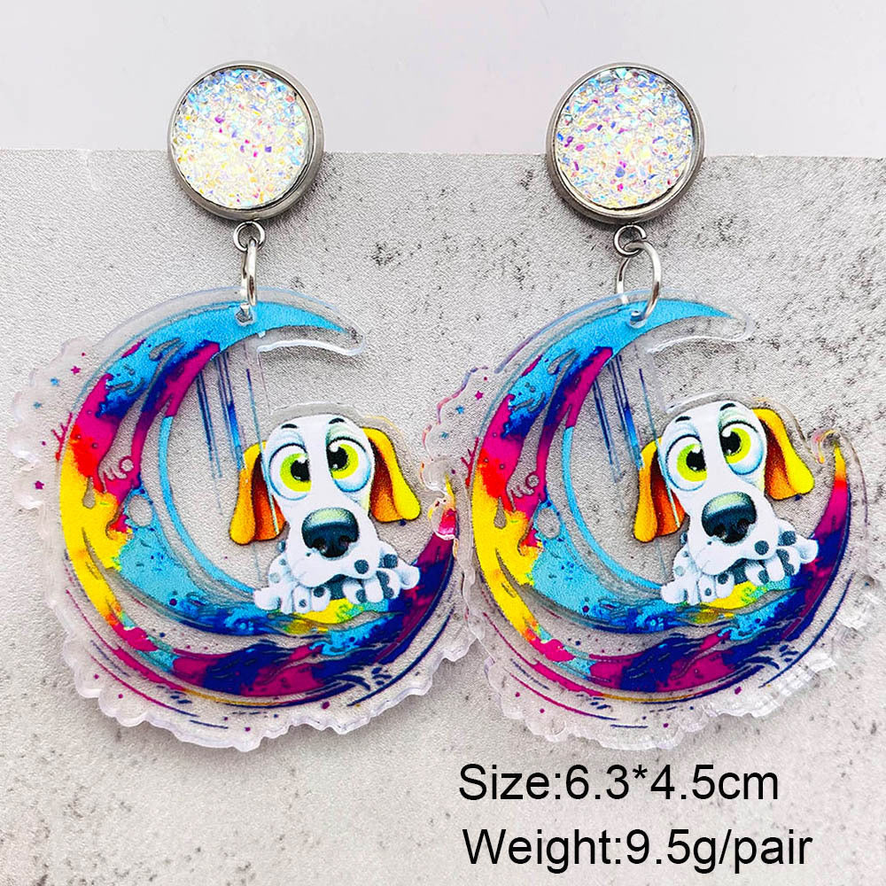 Wholesale Jewelry Cute Streetwear Geometric Animal Cartoon Arylic Drop Earrings