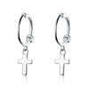 1 Pair Simple Style Cross Plating Sterling Silver Silver Plated Drop Earrings